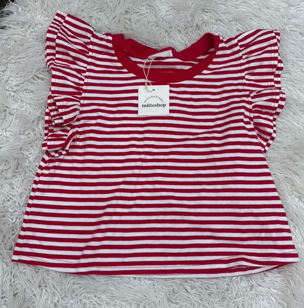 Mittoshop Large STRIPED DOUBLE RUFFLE TOP NWT